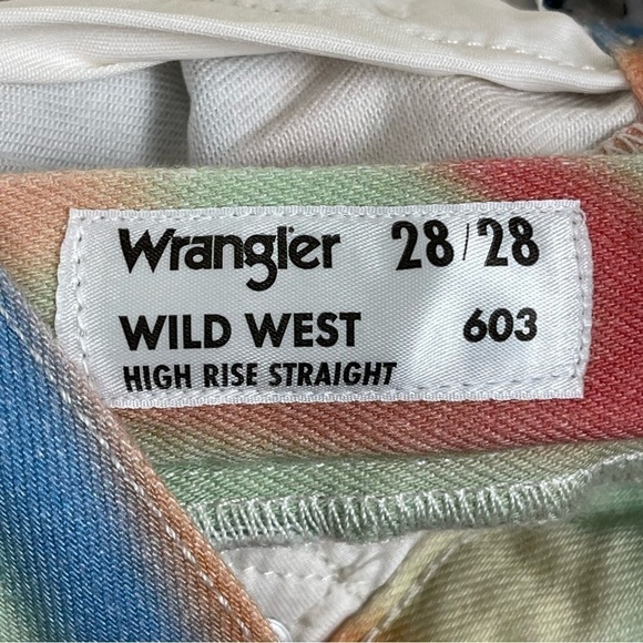 Wrangler Wild West 603 High Rise Straight Rainbow Wave Jeans Size 28X28 Women - Picture 10 of 15